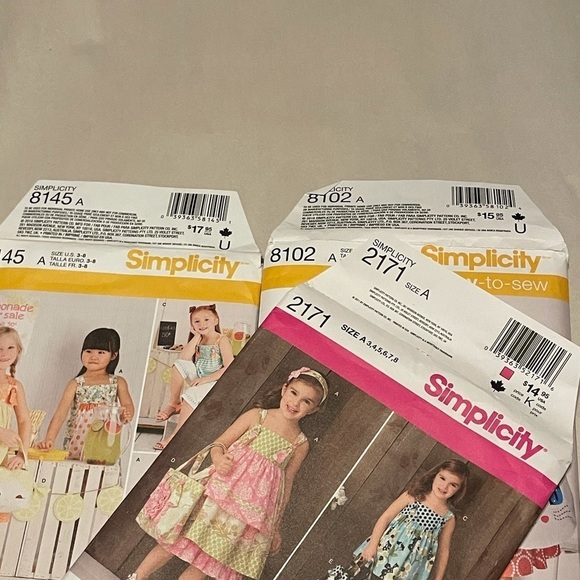 Three Simplicity girls dress patterns uncut Sarah rose ruby jeans closet size A - Picture 9 of 10